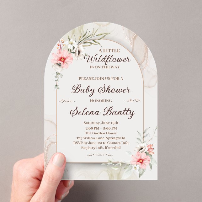A Little Wildflower Baby Girl Shower Elegant Acrylic Invitations (Insitu (Handheld))