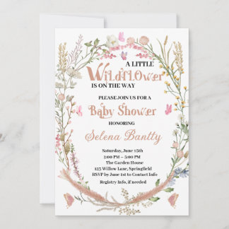 A Little Wildflower Baby Girl Shower  Invitation