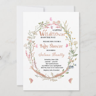 A Little Wildflower Baby Girl Shower  Invitation