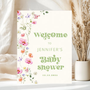 A little wildflower baby girl shower welcome poster