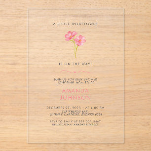 A little wildflower baby in bloom baby Shower  Acrylic Invitations