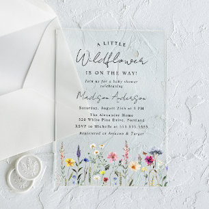 A Little Wildflower Baby Shower Acrylic Invitations