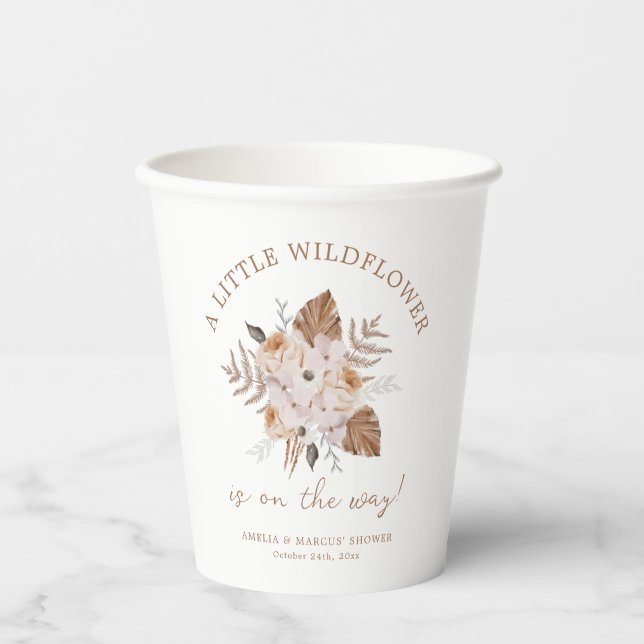 A Little Wildflower Baby Shower Boho Bouquet Paper Cups (Front)
