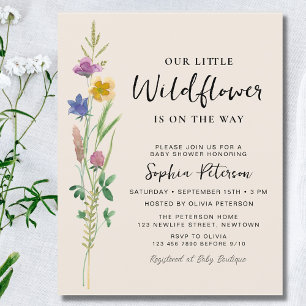 A Little Wildflower Baby Shower Budget Invitation