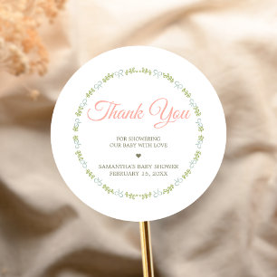 A Little Wildflower Baby Shower Classic Round Sticker