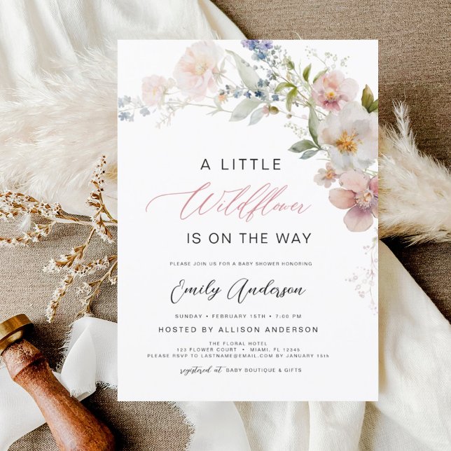 A Little Wildflower Baby Shower Elegant Floral Invitation (Creator Uploaded)