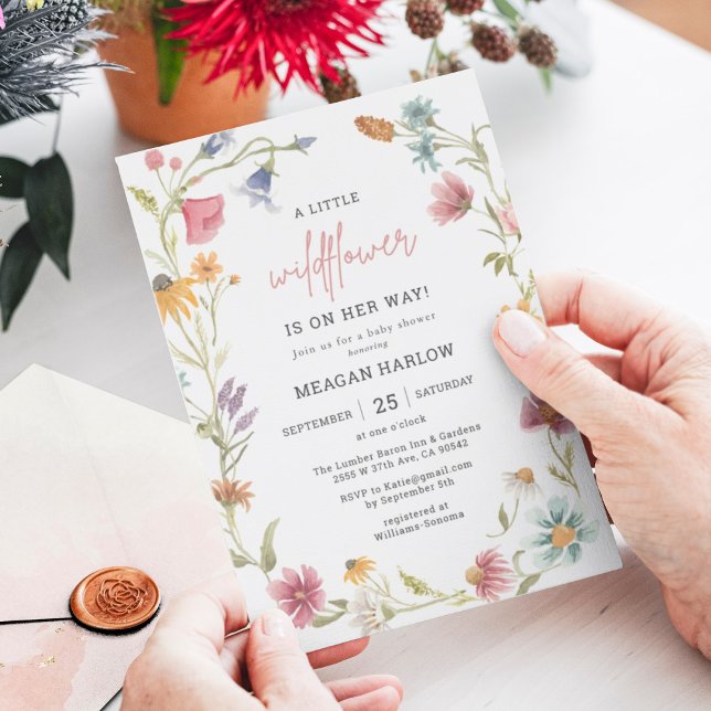 A Little Wildflower Baby Shower Girl Invitation (Creator Uploaded)