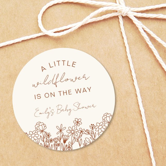 A Little Wildflower Baby Shower In Bloom Boho Classic Round Sticker (Creator Uploaded)