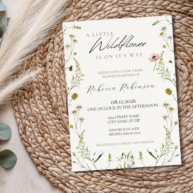 A Little Wildflower Baby Shower Invitation (Creator Uploaded)