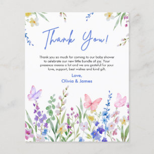 A Little Wildflower Baby Shower Thank You Card
