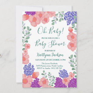 A Little Wildflower Baby shower Watercolor  Invitation