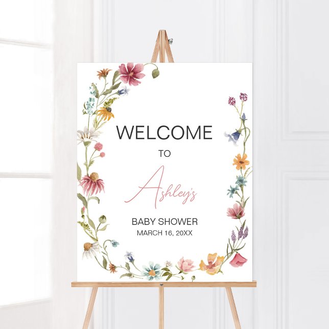A Little Wildflower Baby Shower Welcome Poster (Wildflower is on the way Baby Shower Welcome Sign)