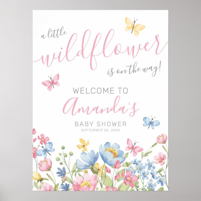 A Little Wildflower Baby Shower Welcome Poster (Front)