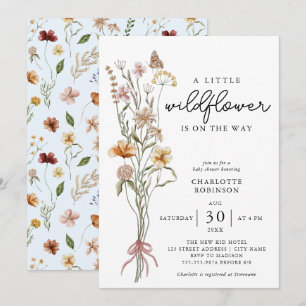 A Little Wildflower Blue Baby Shower Invitation