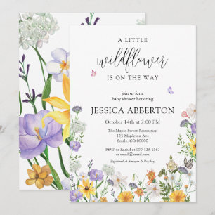 A Little Wildflower Blue Pink Neutral Baby Shower Invitation