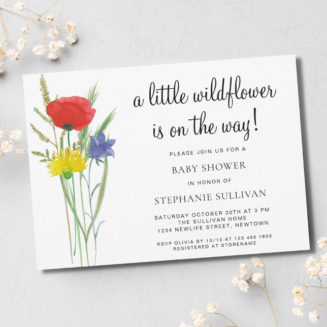 A Little Wildflower Boho Baby Shower Invitation (Creator Uploaded)