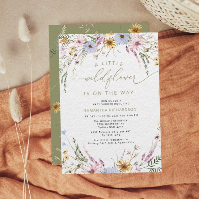 A Little Wildflower Boho Baby Shower Invitation (Creator Uploaded)