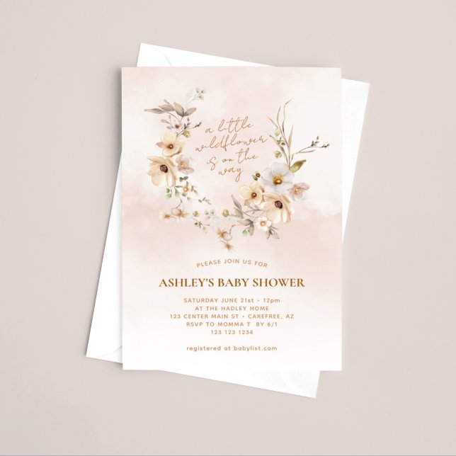 A Little Wildflower Boho Baby Shower Invitation (Creator Uploaded)