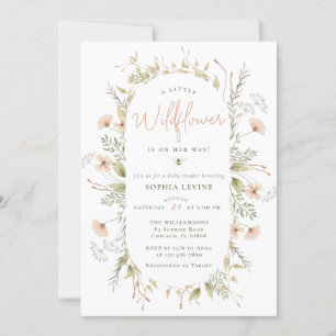 A Little Wildflower Boho Bee Girl Baby Shower Invitation