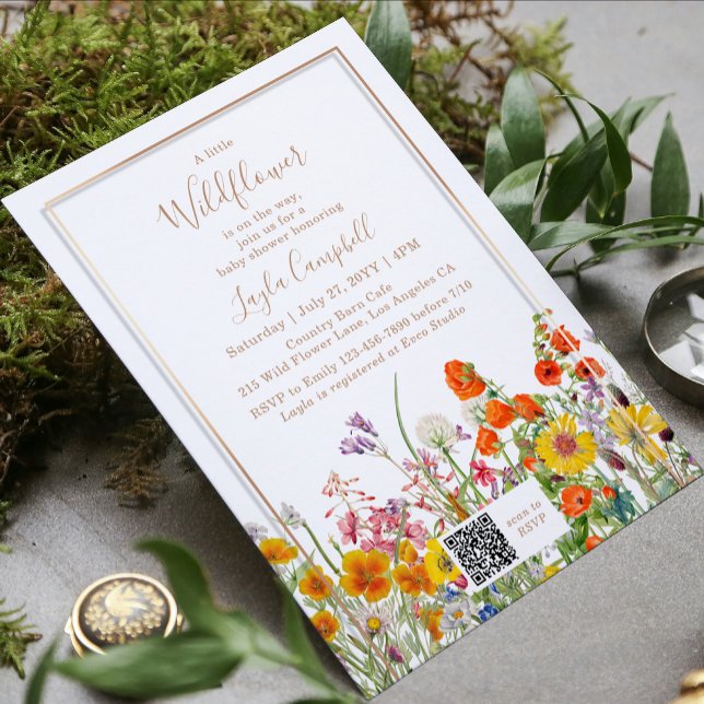 A Little Wildflower Boho Girl Baby Shower Invitation (Creator Uploaded)