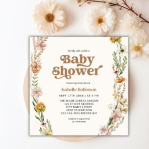 A Little Wildflower Boho Nature Theme Baby Shower  Invitation