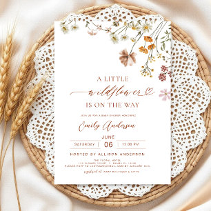 A Little Wildflower Boho Terracotta Baby Shower Invitation