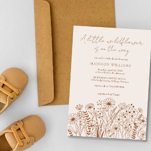 A Little Wildflower Boho Terracotta Baby Shower Invitation