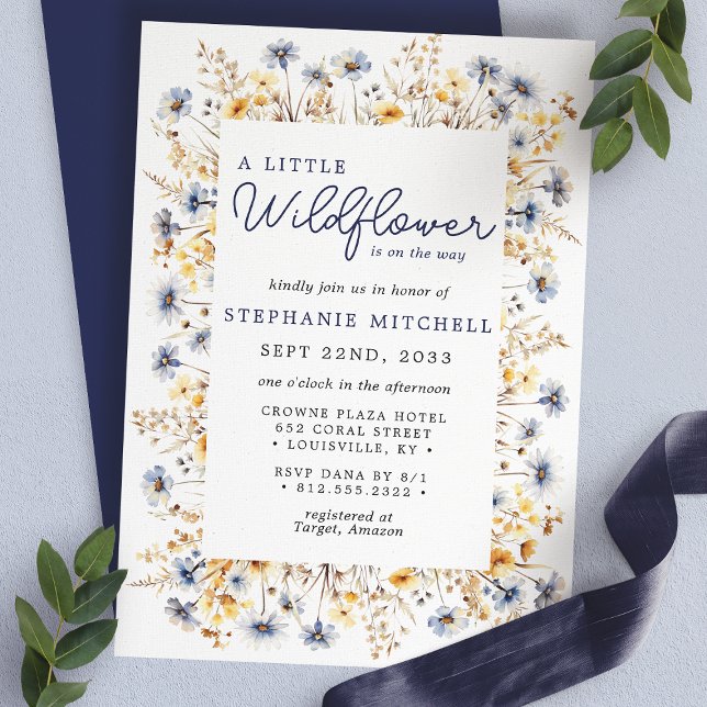 A Little Wildflower Boho Watercolor Baby Shower Invitation (Creator Uploaded)