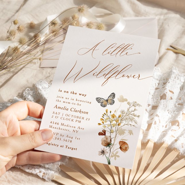 A Little Wildflower Elegant Baby Shower Invitation (Creator Uploaded)