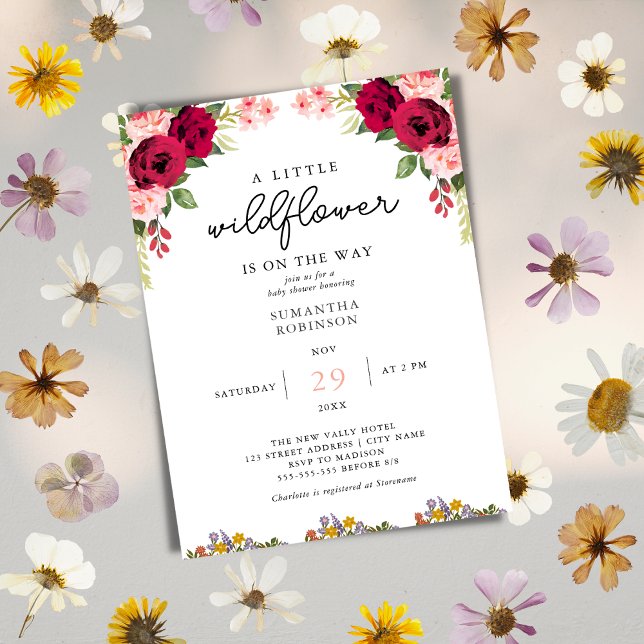 A little wildflower elegant floral baby shower invitation (Creator Uploaded)