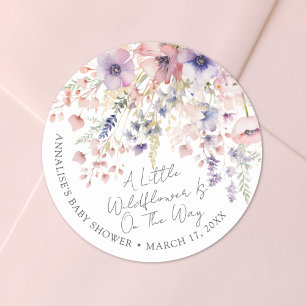 A Little Wildflower Floral Baby Shower Classic Round Sticker
