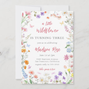 A Little Wildflower Floral Birthday Invitation