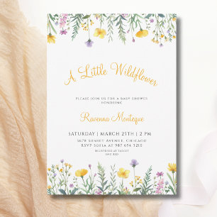 A Little Wildflower Floral Boho Classy Baby Shower Invitation