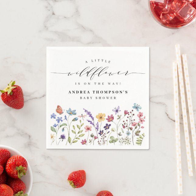 A little Wildflower Floral Garden Girl Baby Shower Napkin (Insitu)