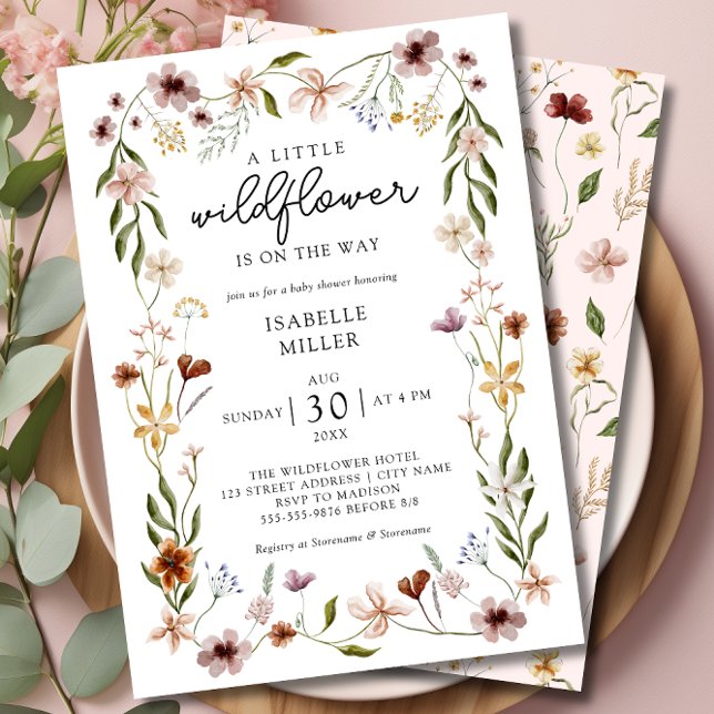 A Little Wildflower Floral Girl Baby Shower Invitation (A Little Wildflower Floral Girl Baby Shower Invitation)