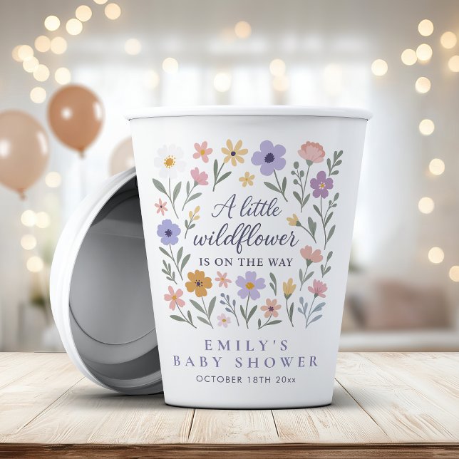 A Little Wildflower Floral Girl Baby Shower Paper Cups (Creator Uploaded)