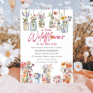 A Little Wildflower Floral Jars Baby Shower Invitation