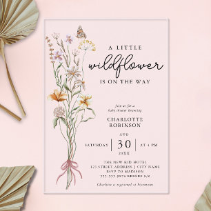 A Little Wildflower Girl Baby Shower Acrylic Invitations