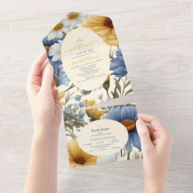 A Little Wildflower Girl Baby Shower All In One Invitation (Tearaway)