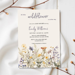 A Little Wildflower Girl Baby Shower Boho Floral Invitation