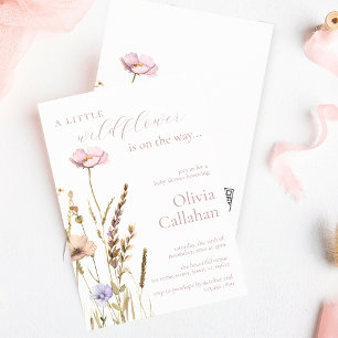 A Little Wildflower Girl Baby Shower Elegant Invitation