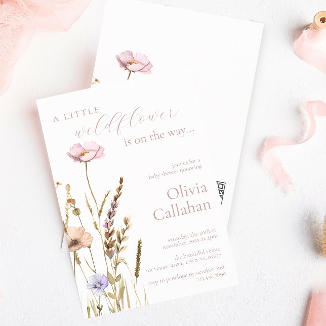 A Little Wildflower Girl Baby Shower Elegant Invitation (Creator Uploaded)