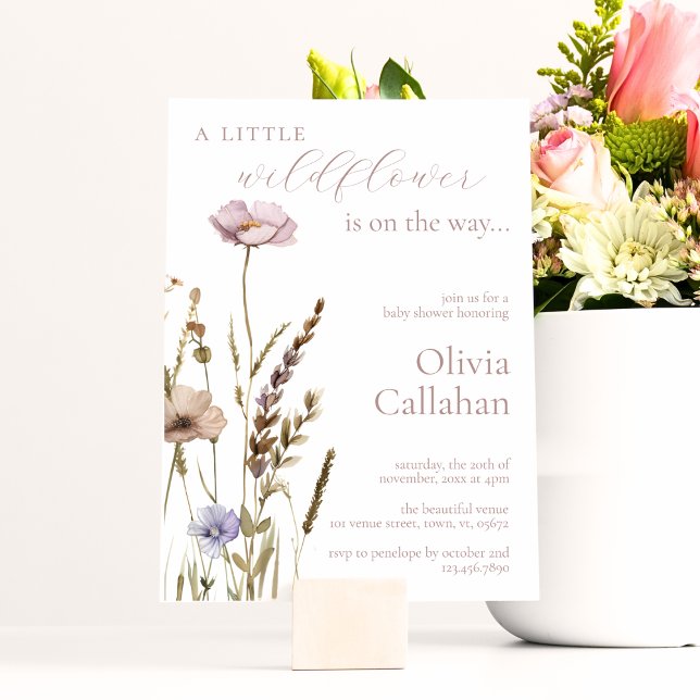 A Little Wildflower Girl Baby Shower Elegant Invitation (Creator Uploaded)