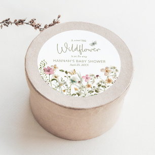 A Little Wildflower Girl Baby Shower Favour  Classic Round Sticker