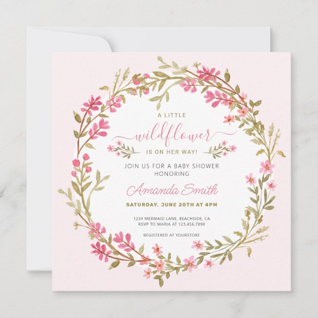 A Little Wildflower Girl Baby Shower Invitation (Front)