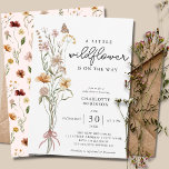 A Little Wildflower Girl Baby Shower Invitation<br><div class="desc">Are you looking for a beautiful baby shower theme for a mummy-to-be? Check out this Little Wildflower Floral Girl Baby Shower Invitation. It features a beautiful bouquet of watercolor wildflowers on a white background. On the back, you find a cute floral pattern with a pink background. But you can change...</div>