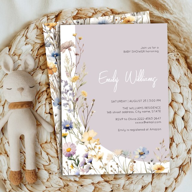 A little wildflower girl baby shower invitation (Wildflower meadow rustic boho baby shower girl invitation )