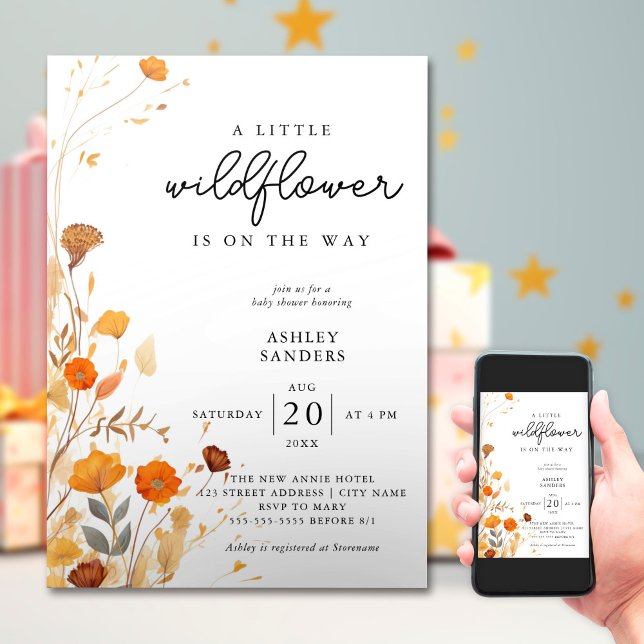 A Little Wildflower Girl Baby Shower Invitation (Creator Uploaded)