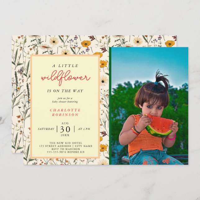 A Little Wildflower Girl Baby Shower Invitation (Front/Back)