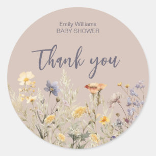 A little wildflower girl baby shower invitation classic round sticker